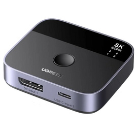  KVM-переключатель UGREEN AW701 (65878) 2 in 1 8K 60Hz DisplayPort USB-C Switcher Black 